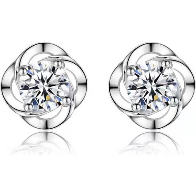 1 Pair Leaf Shaped Ear Studs Elegant Simple Small Shiny Sparkling Women s Earrings for Girlfriend