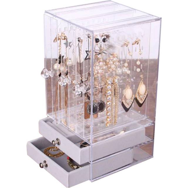 Acrylic Jewelry Box Large Capacity 2 Drawers Dustproof Clear Acrylic Jewelry Organizers for Bedroom