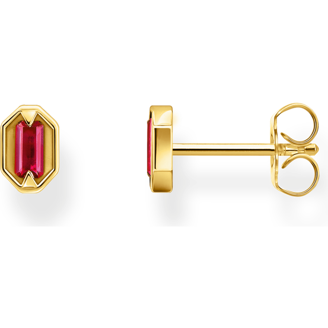 Thomas Sabo Small yellow-gold plated ear studs with red stones red H2264-995-10 - yellow gold-coloured/dark red - one size