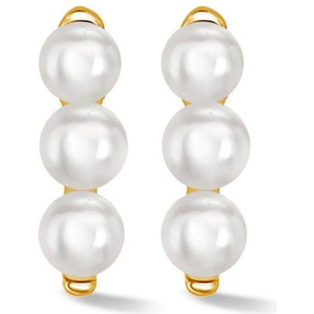 DOWER AND HALL - Timeless Triple Pearl Bar studs - women - Freshwater Pearl/Recycled Yellow Gold Vermeil - One Size