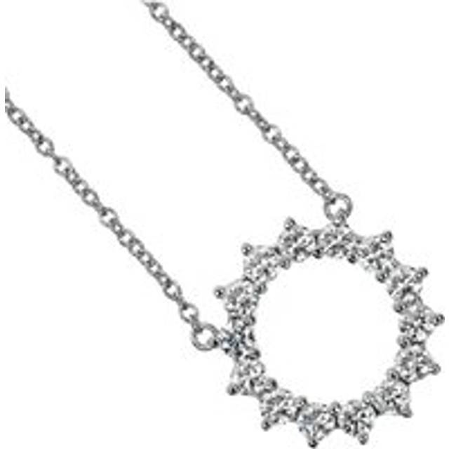 Womens Preloved Diamond Circle Pendant Necklace Wo - Silver - Grey - One Size