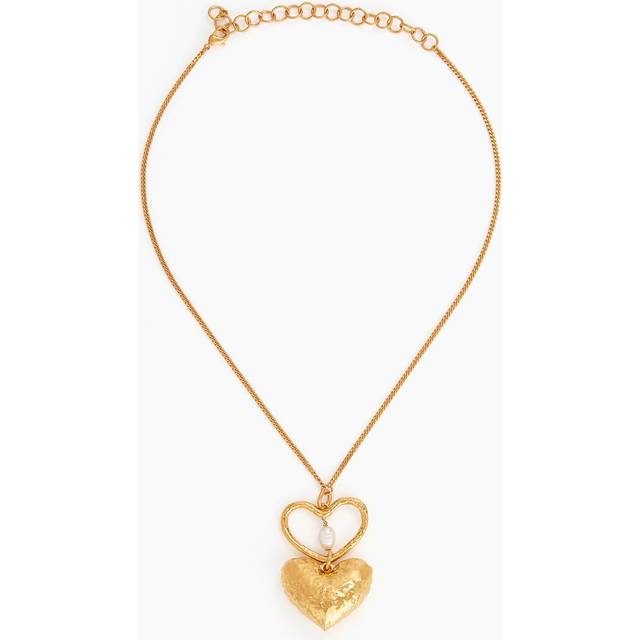Nina Ricci, Necklaces, female, Yellow, ONE SIZE, Double Heart Necklace In Brass In Gold