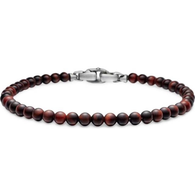 David Yurman - sterling silver Spiritual Beads bracelet (4mm) - men - Sterling Silver/Tiger eye - S - Brown