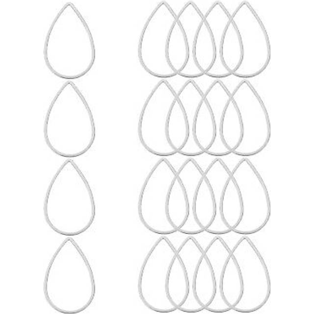 20 pcs water drop earring beading hoop, 14x22mm open beading hoop, silver tone