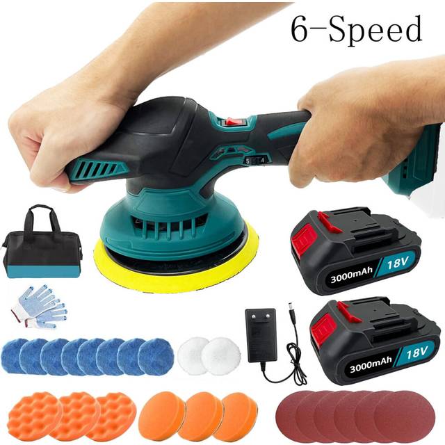 "Cordless 6"" Car Polisher Buffers Cleaner Tool+2xBattery+Charger-Repalce for Makita DPO600Z"
