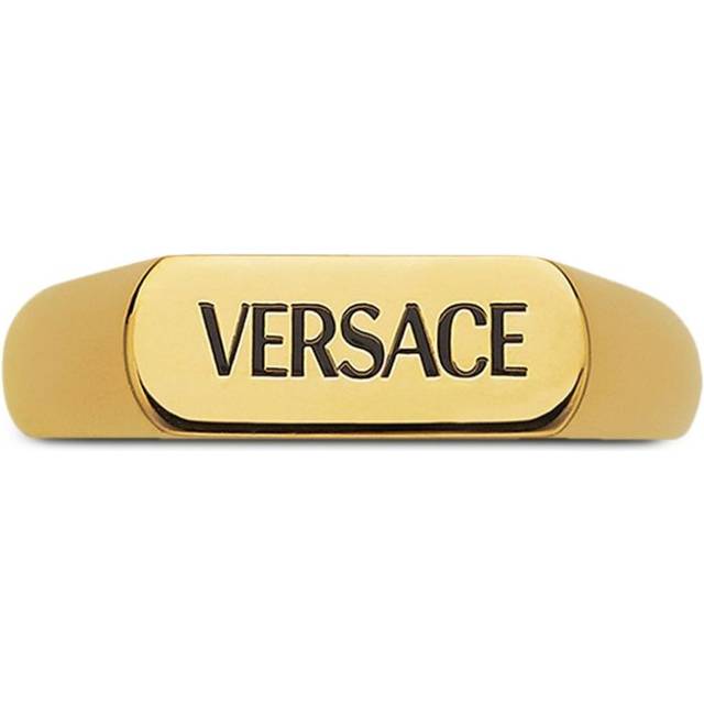 Versace - logo-engraved ring - unisex - Metal - 19 - Gold