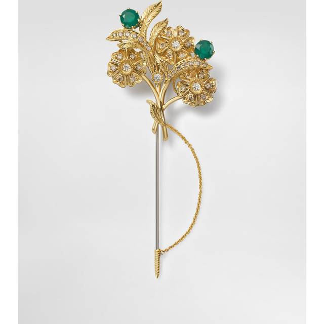 Dolce & Gabbana Sicily Brooch 18-carat Yellow And White Gold, Emeralds, And Diamonds - Man Brooches&tiepins Gold Onesize
