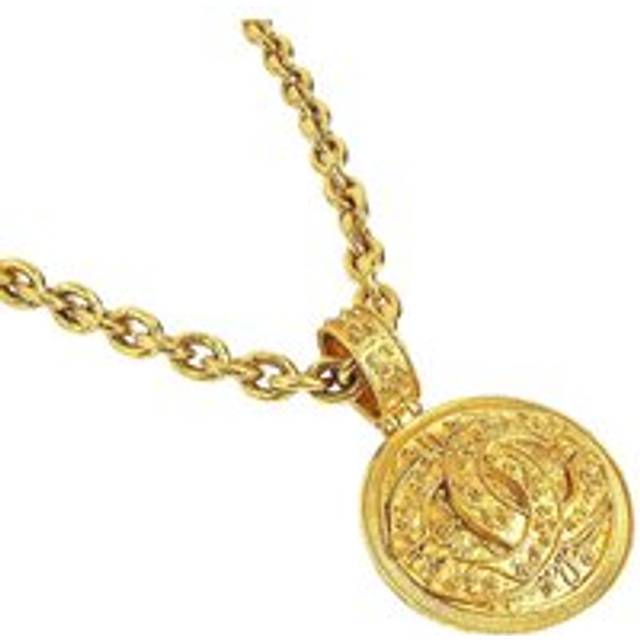 Womens Preloved Vintage CC Medallion Necklace Gold Wo - Metallics - One Size