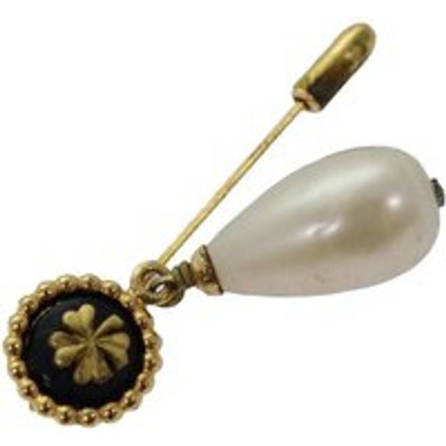 Womens Preloved Pearl Clover Brooch Pin Wo - Gold Brooches - Metallics - One Size