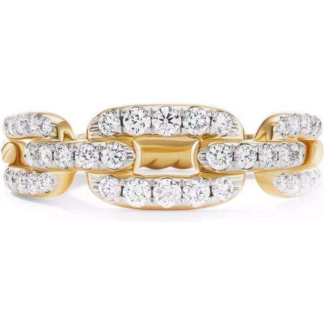 David Yurman - 18kt yellow gold Stax Chain Link diamond ring (7mm) - women - 18kt Yellow Gold/Diamond - 7