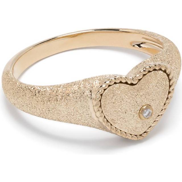 Yvonne Léon - 9kt yellow gold Baby Chevalière Coeur diamond signet ring - women - Diamond/9kt Yellow Gold - 48