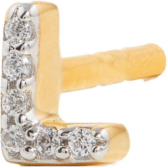 Pavé Gold Plated Initial Stud Earring L - Missoma's new season Initial Collection has been beautifully curated to compliment your existing ear stack or to make a simple standout statement. Each letter is coated in 18 karat gold and features sparkling inset zircon pavé for a glittering, luxurious finish.