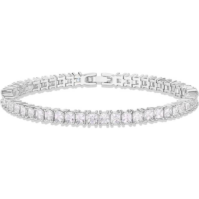 PAVOI 14K Gold Plated Cubic Zirconia Classic Tennis Bracelet | White Gold Bracelets for Women | 3mm CZ  7 Inches