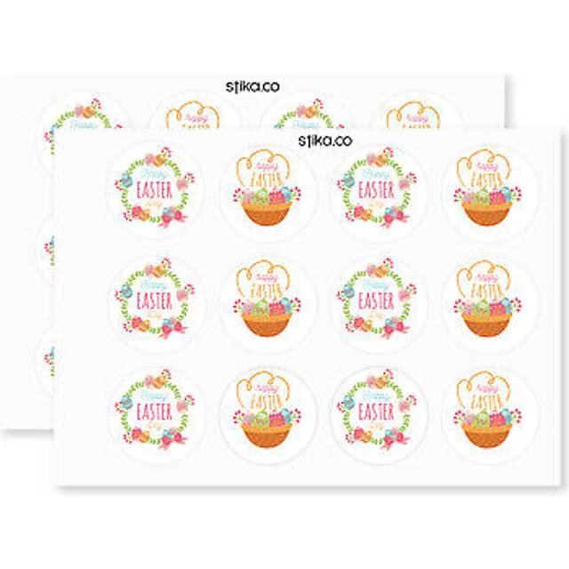 Pack of 24 paper label stickers, happy easter paper labels, adhesive stickers
