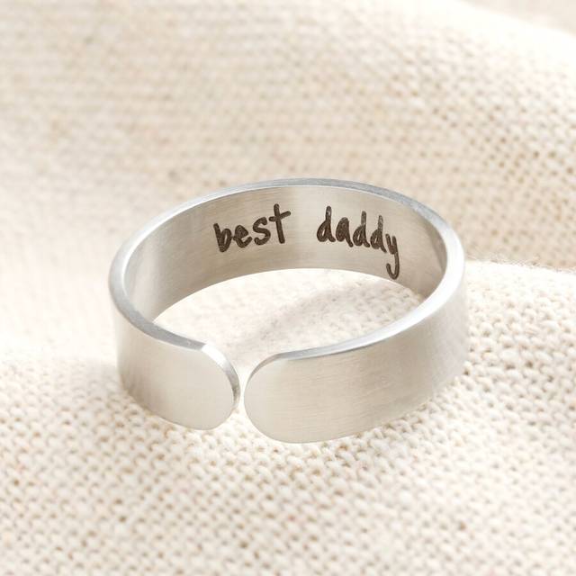 Men's Personalised Stainless Steel Adjustable Brushed Ring - silver - one size