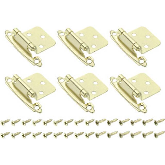 Cabinet kitchen inset hinges, 6pcs 1/2" overlay with screws, golden