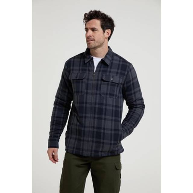 Mountain warehouse stream ii men's fleece lined flannel shirt long sleeve top