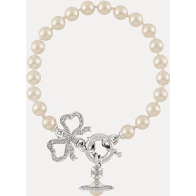 Vivienne Westwood Rigoberta Pearl Bracelet Platinum-crystal-velvet-crystal-creamrose-pearl Platinum-crystal-velvet-crystal-creamrose-pearl Women - PLATINUM-CRYSTAL-VELVET-Crystal-CREAMROSE-Pearl - W2