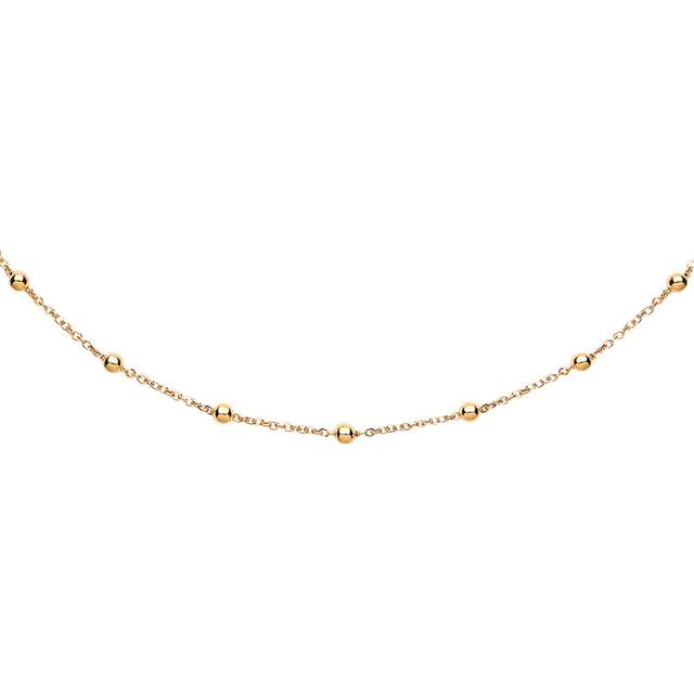 Jewelco London 9ct Yellow Gold Ball and Chain 1.8mm Station Bracelet, 7.5 inch 19cm - JCN094-7.5