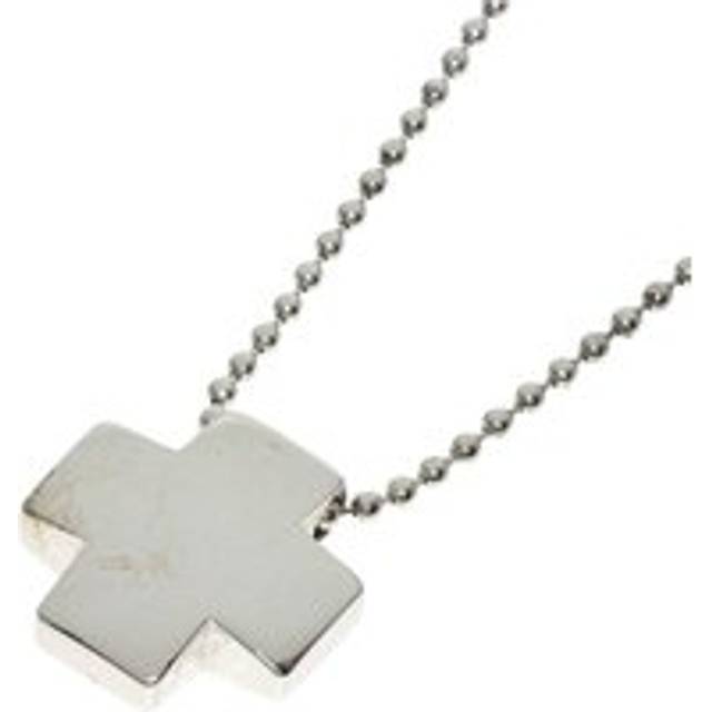 Preloved Cross Pendant Necklace Ball Chain Style Unisex - Silver - Grey - One Size