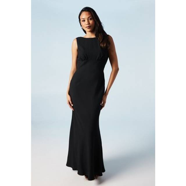 Coast womens a-line maxi dress black sleeveless long crepe fishtail hem