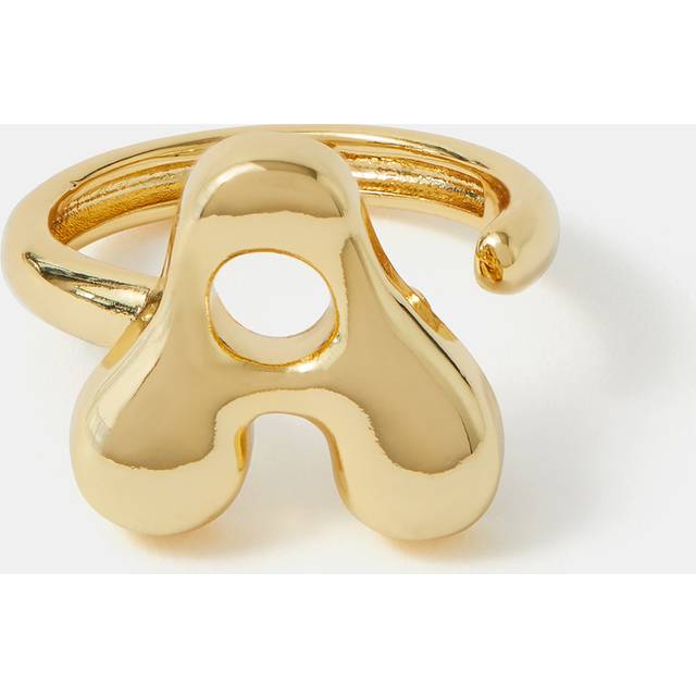 Womens 14ct Gold-Plated Bubble Initial Ring - Metallics - One Size