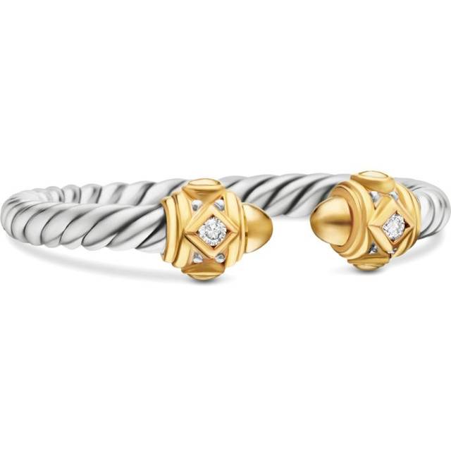 David Yurman - 18kt yellow gold and sterling silver Renaissance diamond ring (2.3mm) - women - Diamond/14kt Yellow Gold/Sterling Silver - 4.5