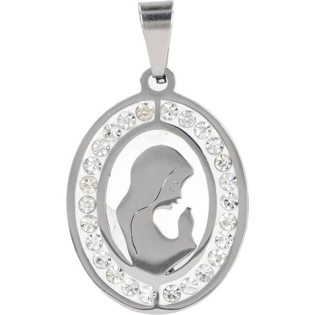 Virgin Mary Pendant Exquisite Carving Titanium Steel Virgin Mary Jewelry for Men Women Daily Wear silver