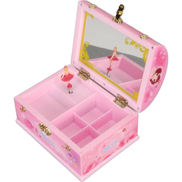 Musical Jewelry Box Large Space Mirror Design Music Jewelry Organizer with Handle for Kids Necklace