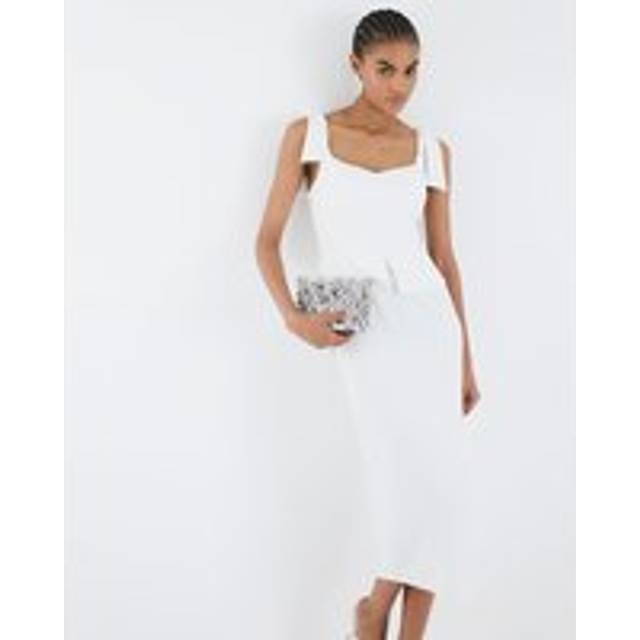 River Island Womens White Sleeveless Bow Detail Corset Midi Dress - XS