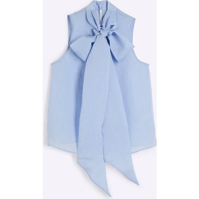 River Island Womens Blue Bow Neck Tie Blouse - 8