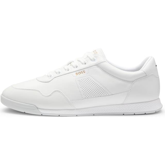 BOSS för män. 50548658 Nitan träningsskor i vitt läder (43), Karta, Casual, Hud, Kort ärm - Läder (43)