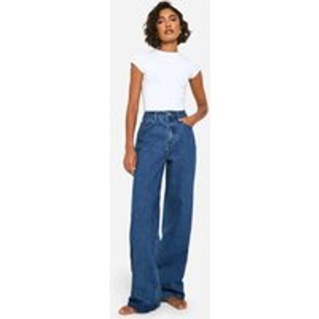 Womens Tall Basics High Waisted Wide Leg Jeans - Blue - 12/34L