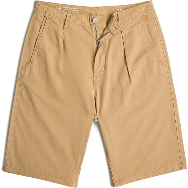 G-Star for man. D24544-D910-B666 Beige pleated chino shorts (29), Casual, Cotton