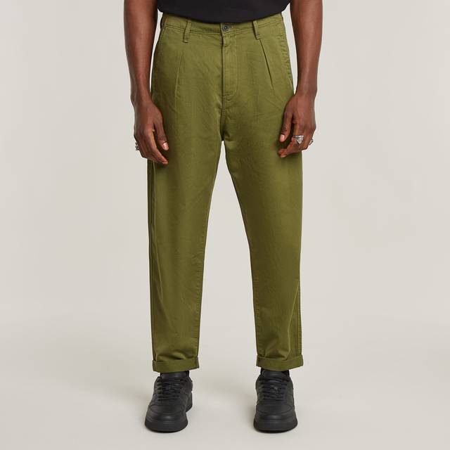 G-Star for man. D24543-D910-H031 Pleated Chino Relaxed Tapered Trousers green (35/34), Casual, Recycled Polister, Sustainable