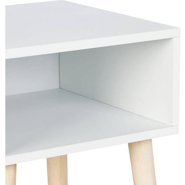 Relaxdays - Children's Bedside Table, Nightstand with Open Shelf, 40x30x30 cm, Kids Bedroom, 4 Wooden Legs, mdf, White