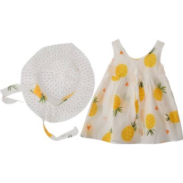 Baby girl beach dress sleeveless word pineapple print cotton children4089