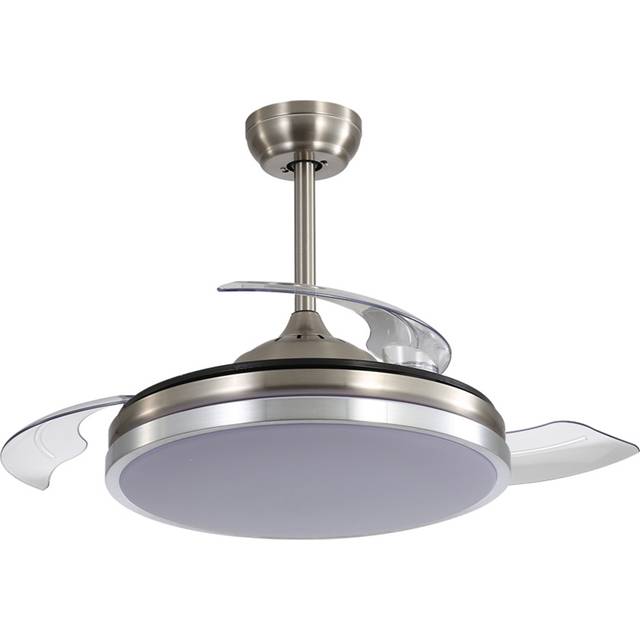Living and Home Acrylic Silver LED Ceiling Fan Light with Remote 42 inch - Sliver - 30 x 106 x 106cm