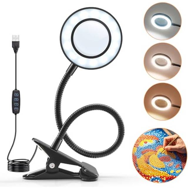 10x Magnifier Glass Led Desk Lamp Flexible Light Stand Clamp Beauty Magnifying