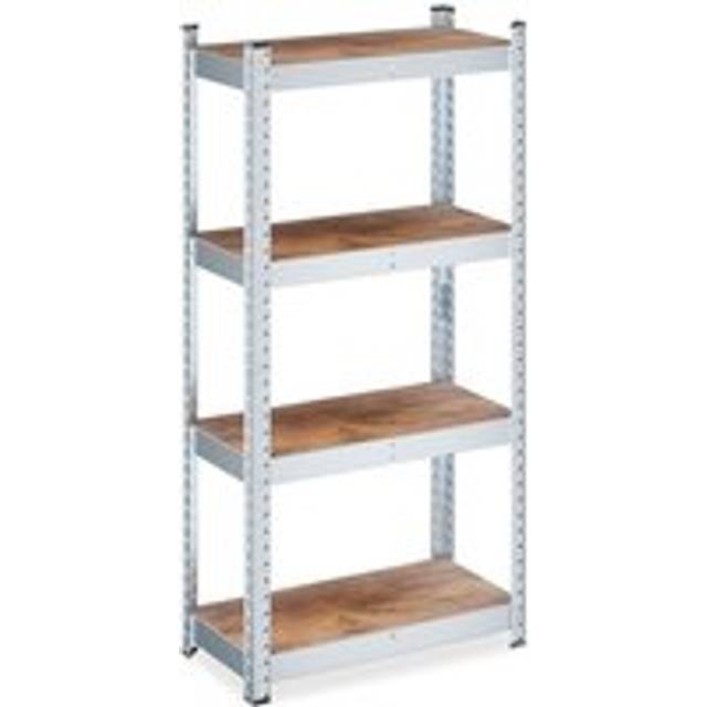 Relaxdays - Heavy-Duty Shelving Unit, 4 Shelves, 120x60x30 cm, 700 kg, Galvanised Steel, Garage Storage Rack, Brown/Silver