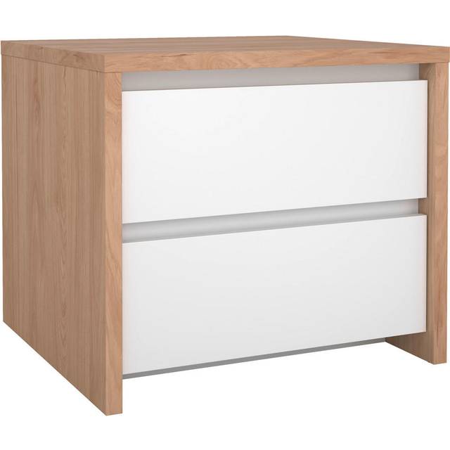 Florence Next 2 Drawer Jackson Hickory White High Gloss Nightstand - Multi