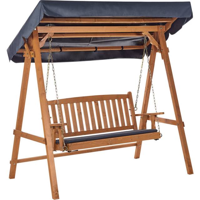 Beliani Patio Swing Fibbialla Spruce Wood Brown
