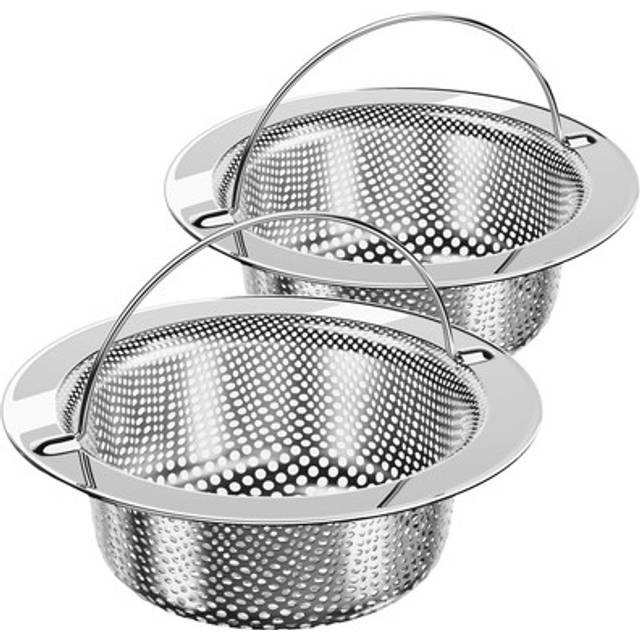 MR.SIGA köksavloppssil, rostfritt stål matuppsamlare avloppsskydd korgstoppfilter diskmaskinsäker 4,33” diameter, 1,18” djup, 2-pack