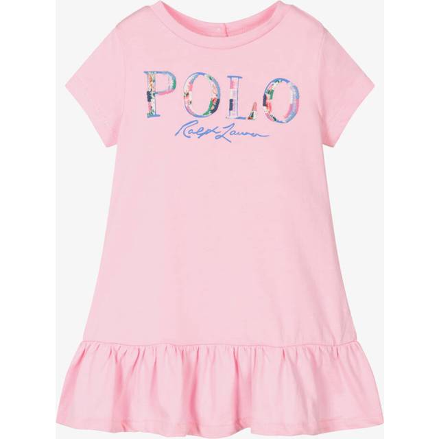 Ralph Lauren Baby Girls Pink Cotton Jersey Floral Logo Dress - 3 month