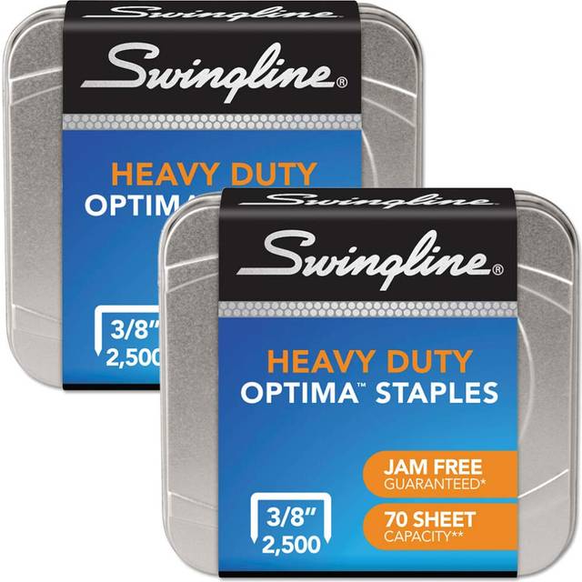 "Swingline Staples  Optima  Heavy Duty  3/8"""""""" Length  Jam Free  125/Strip  2500/Box  2 Pack (35557)"