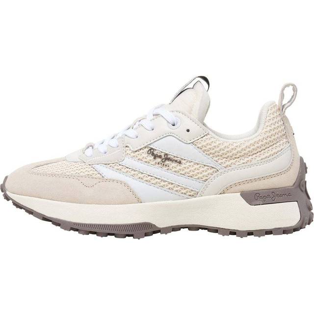 Pepe Jeans for woman. PLS60041 Off-white Lucky leather trainers (40), Beige, Flat, Laces, Casual