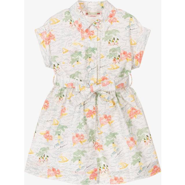 Bonpoint Girls Ivory Hawaiian Print Cotton Dress - Green/Ivory - 4 year