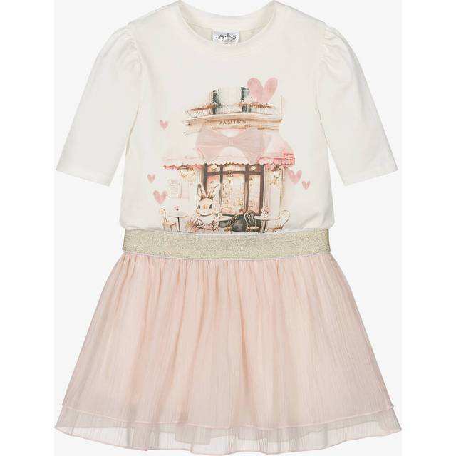 Jamiks Girls Ivory & Pink Organza Skirt Set - Ivory/Pink - 6-7 year