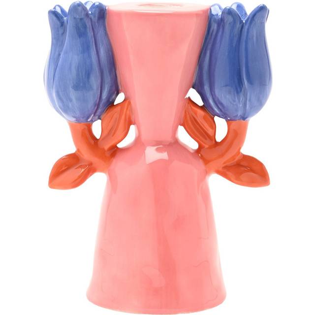 Pink Flower Candle Holder (15.7cm H X 10.9cm W X 7.2cm D)