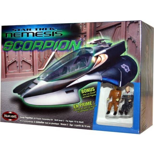 Star Trek Nemesis Scorpion Fighter Snap Together Model Kit w/ Bonus Picard and Data Figures by Polar Lights